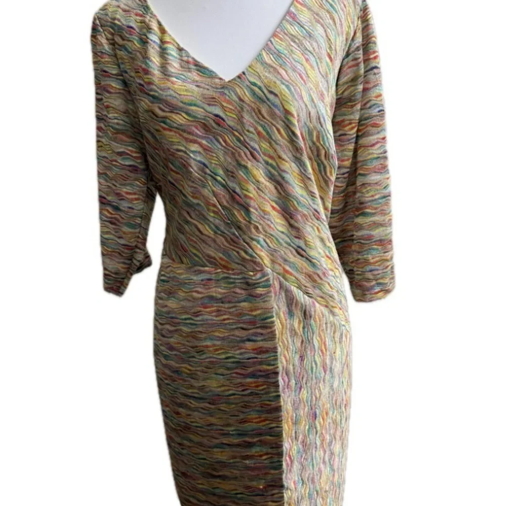 LONDON TIMES Multicolor Wave Print Knit Dress Size 14W